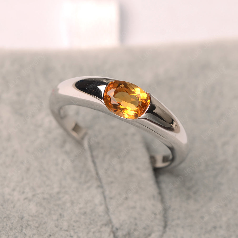 Citrine Ring East West Bezel Set Engagement Ring - LUO Jewelry