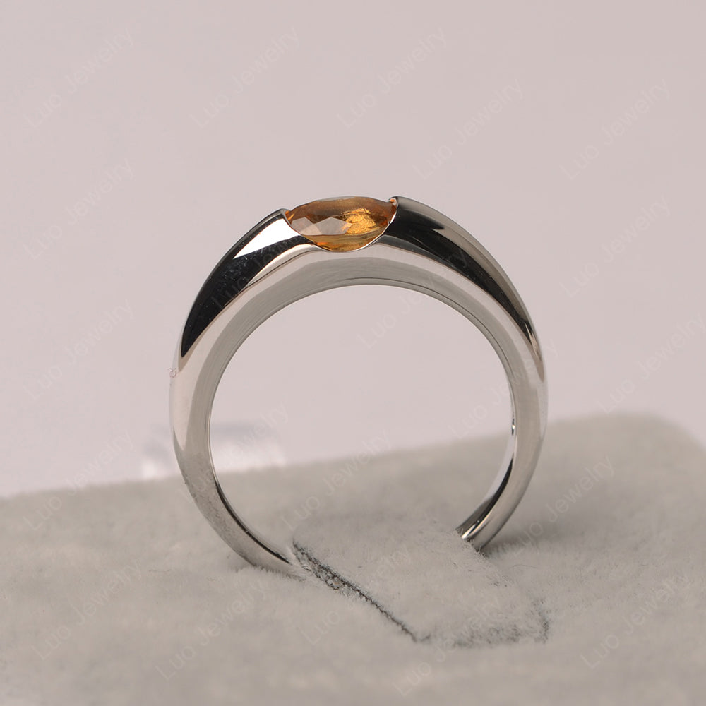 Citrine Ring East West Bezel Set Engagement Ring - LUO Jewelry