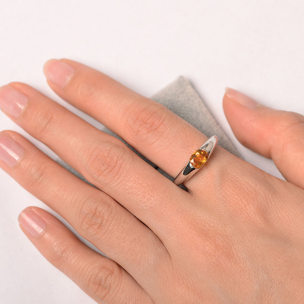 Citrine Ring East West Bezel Set Engagement Ring - LUO Jewelry