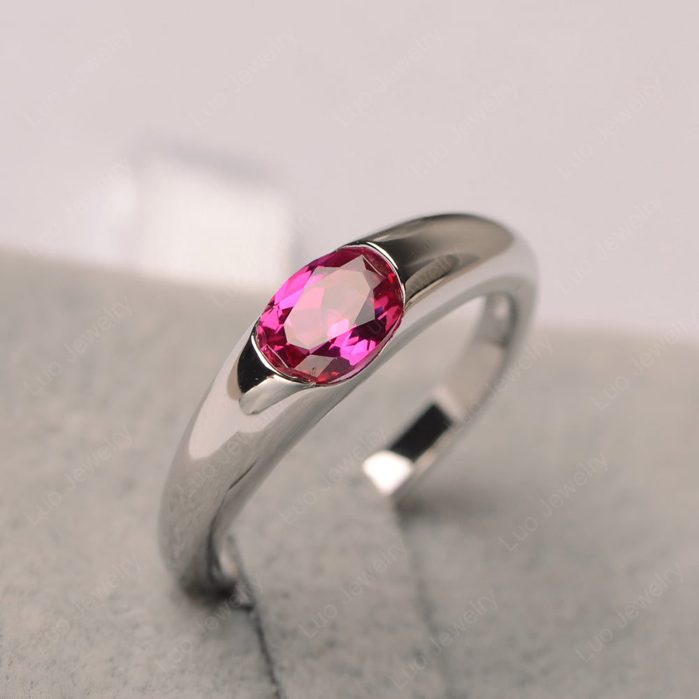 Ruby Ring East West Bezel Set Engagement Ring - LUO Jewelry