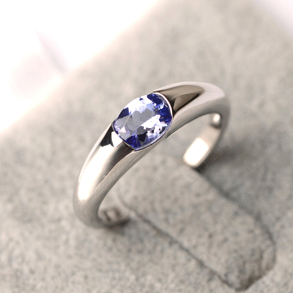 Tanzanite Ring East West Bezel Set Engagement Ring - LUO Jewelry