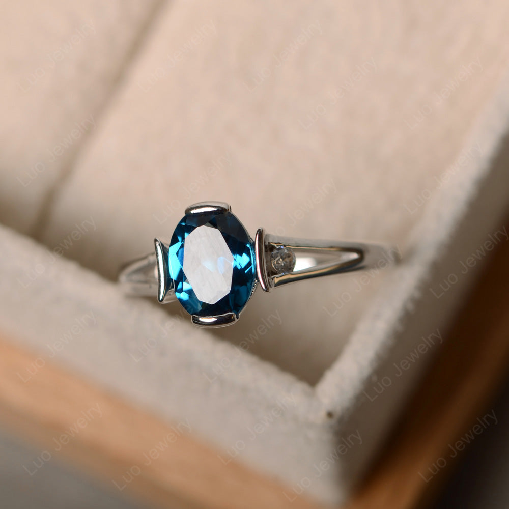 London Blue Topaz Ring Oval Cut Sterling Silver 925 - LUO Jewelry