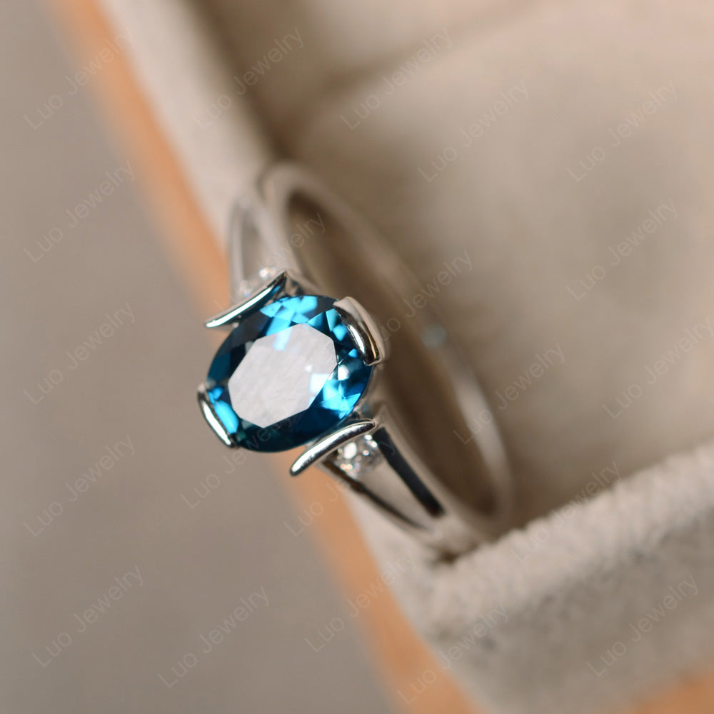 London Blue Topaz Ring Oval Cut Sterling Silver 925 - LUO Jewelry