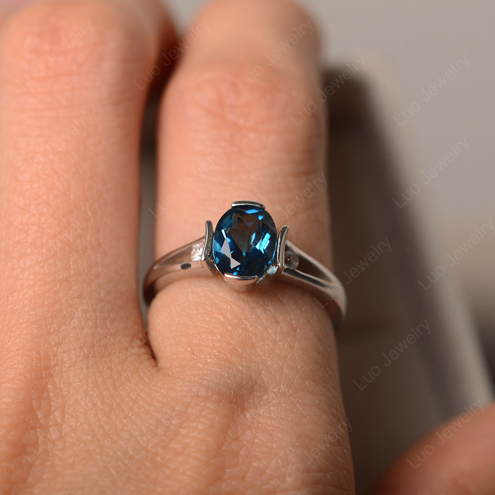 London Blue Topaz Ring Oval Cut Sterling Silver 925 - LUO Jewelry
