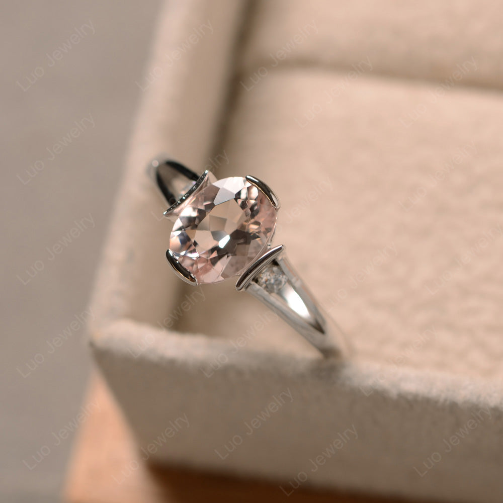 Morganite Ring Oval Cut Sterling Silver 925 - LUO Jewelry