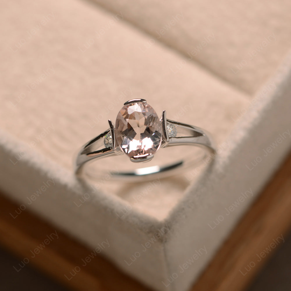 Morganite Ring Oval Cut Sterling Silver 925 - LUO Jewelry