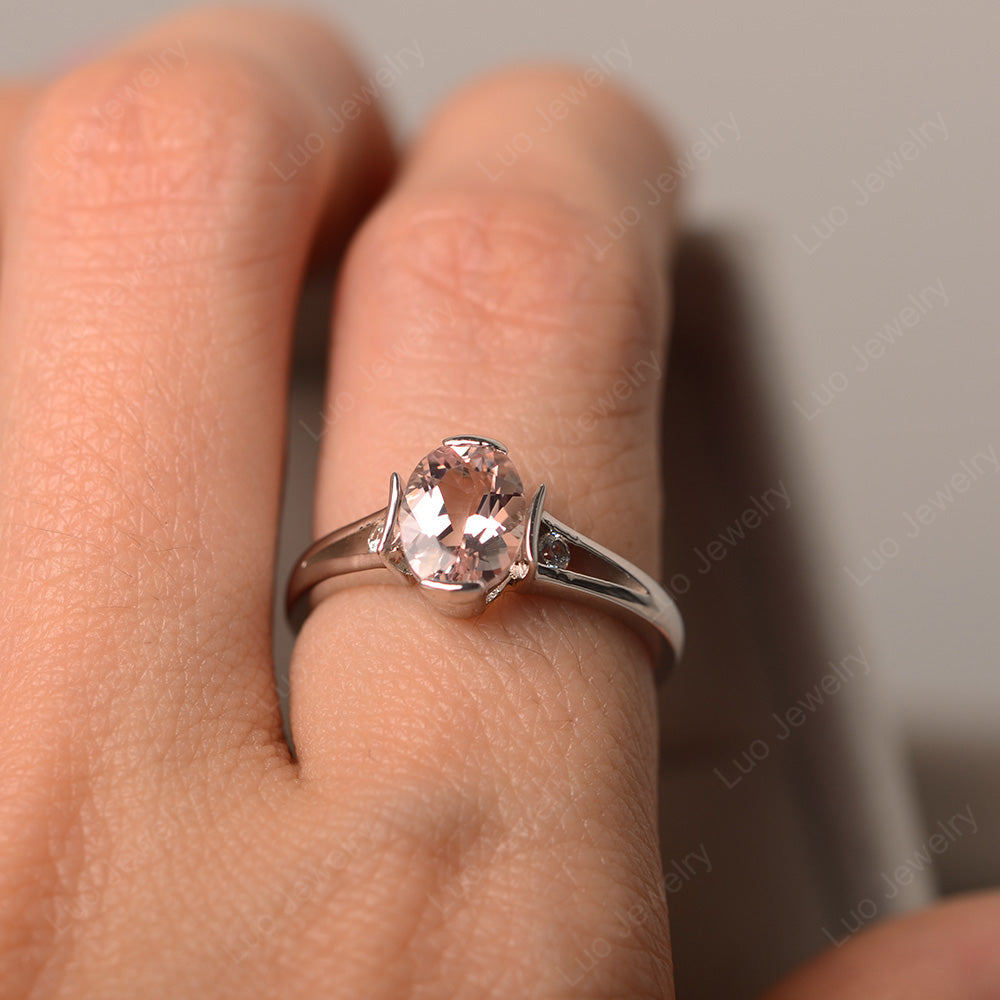 Morganite Ring Oval Cut Sterling Silver 925 - LUO Jewelry