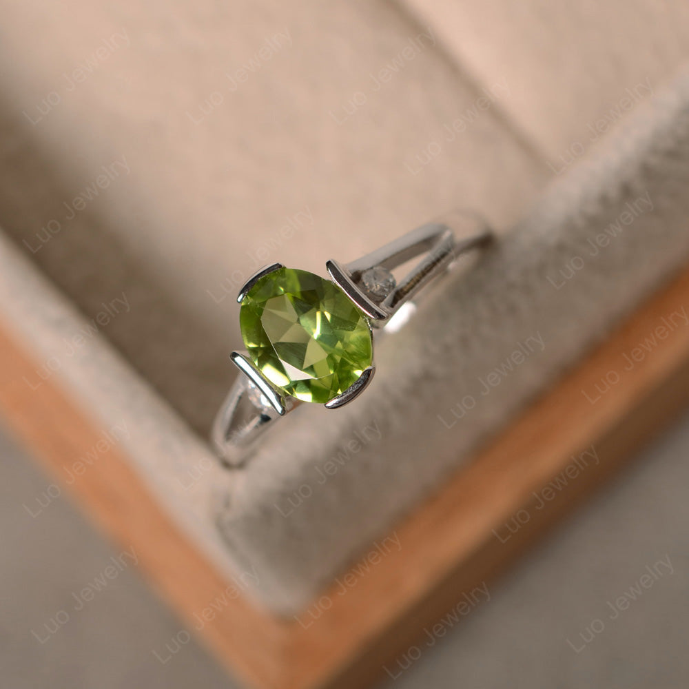 Peridot Ring Oval Cut Sterling Silver 925 - LUO Jewelry