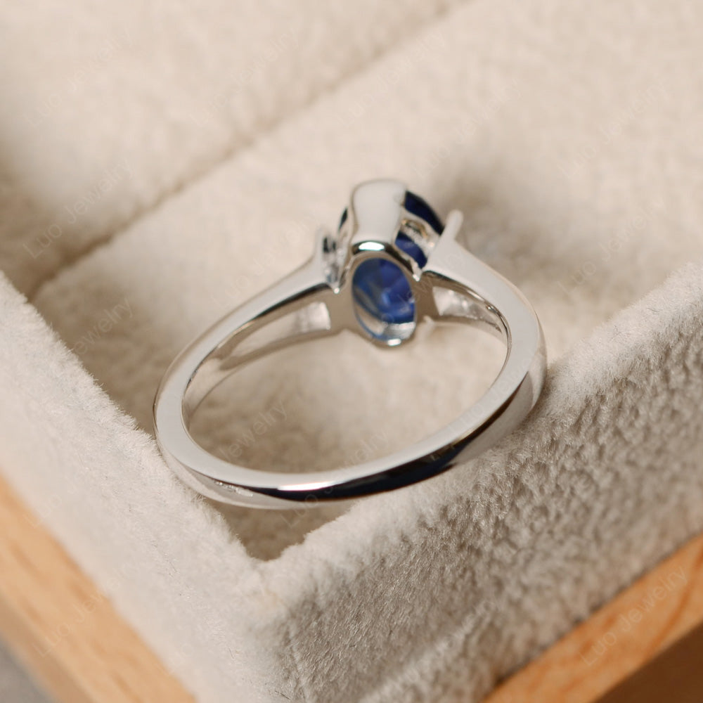 Lab Sapphire Ring Oval Cut Sterling Silver 925 - LUO Jewelry