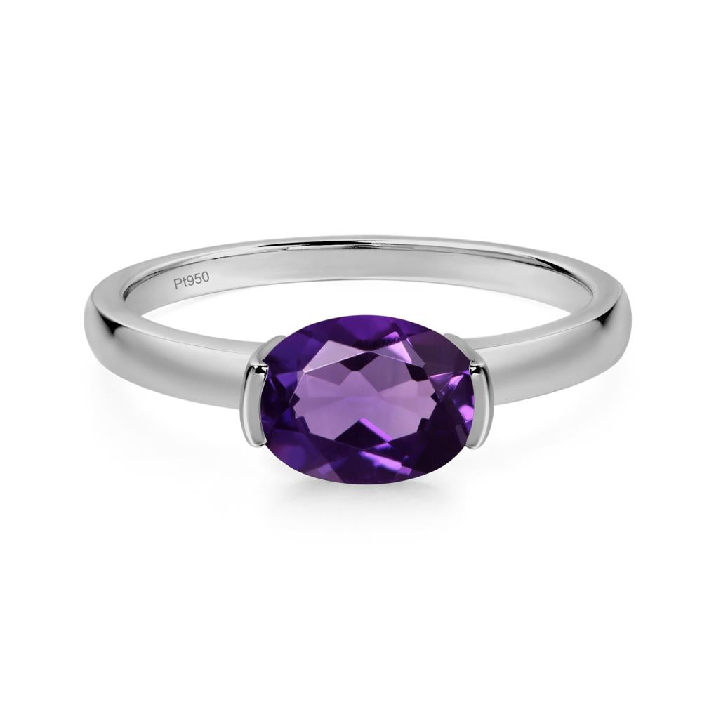 Oval Amethyst Horizontal Engagement Ring - LUO Jewelry #metal_platinum