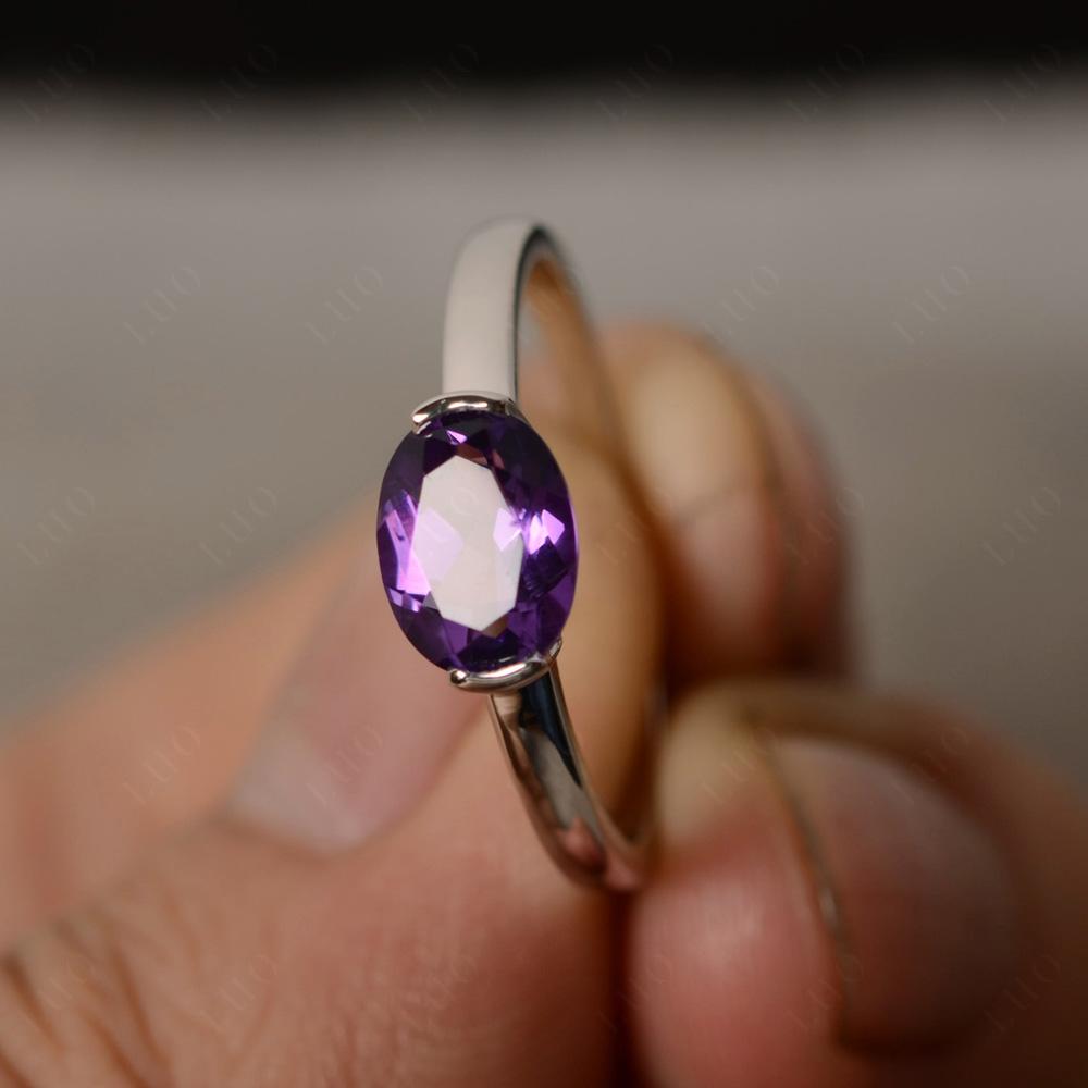 Oval Amethyst Horizontal Engagement Ring - LUO Jewelry
