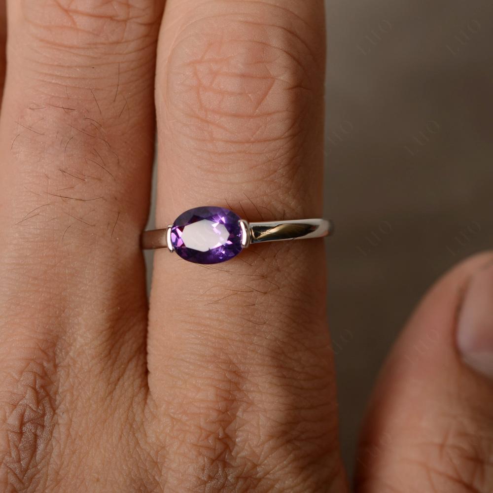 Amethyst Horizontal Oval Engagement Rings - LUO Jewelry