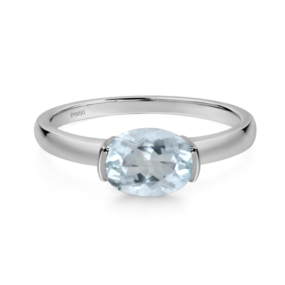 Oval Aquamarine Horizontal Engagement Ring - LUO Jewelry #metal_platinum