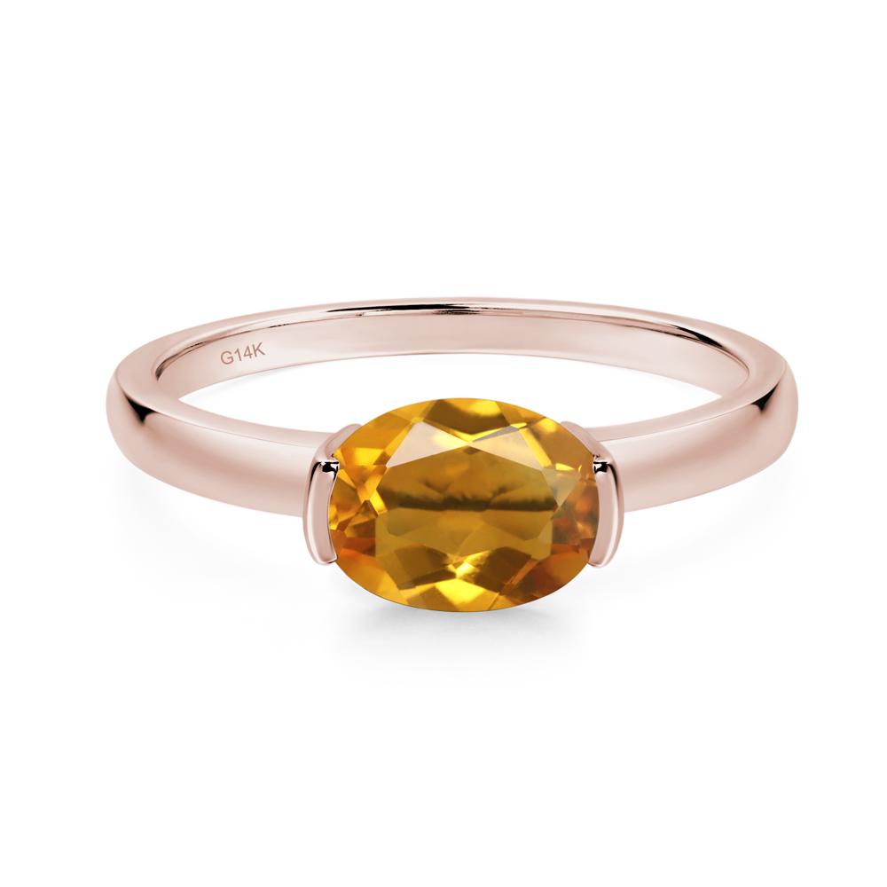 Oval Citrine Horizontal Engagement Ring - LUO Jewelry #metal_14k rose gold