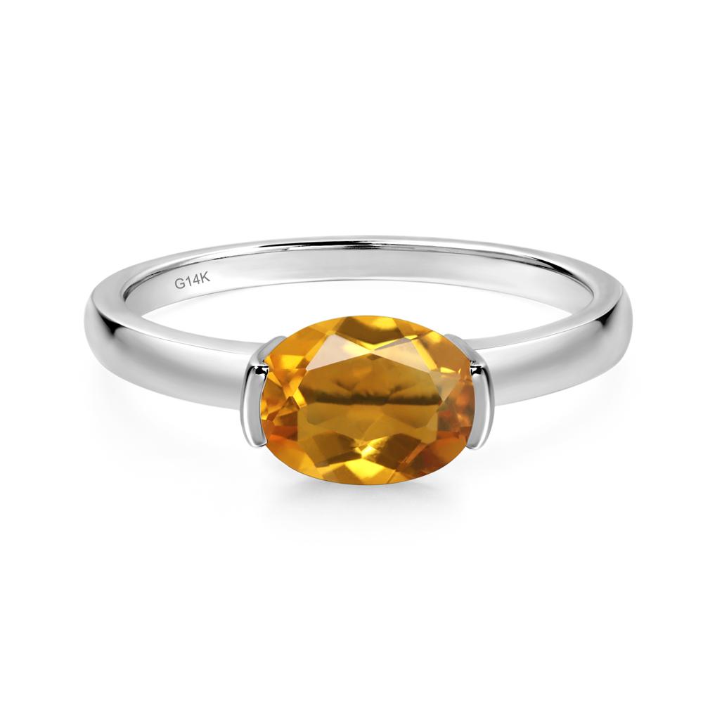 Oval Citrine Horizontal Engagement Ring - LUO Jewelry #metal_14k white gold