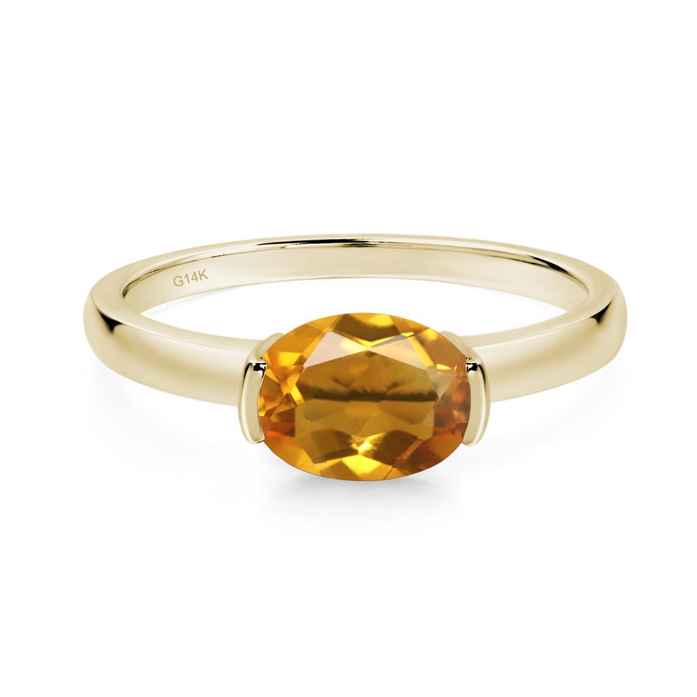 Oval Citrine Horizontal Engagement Ring - LUO Jewelry #metal_14k yellow gold
