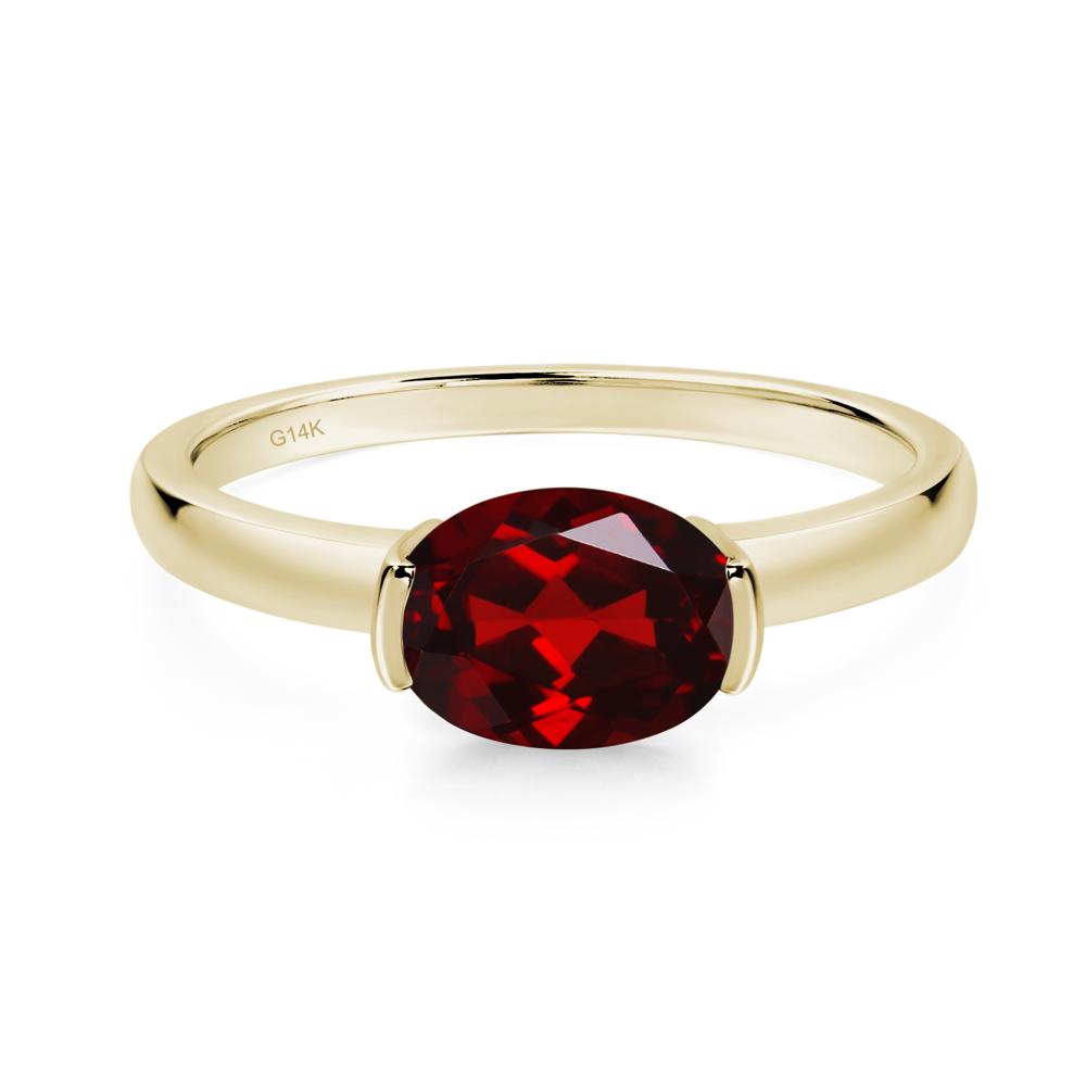 Oval Garnet Horizontal Engagement Ring - LUO Jewelry #metal_14k yellow gold