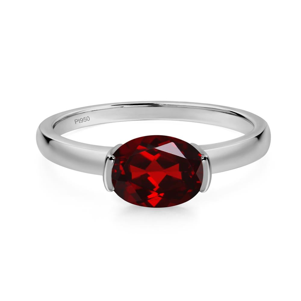 Oval Garnet Horizontal Engagement Ring - LUO Jewelry #metal_platinum