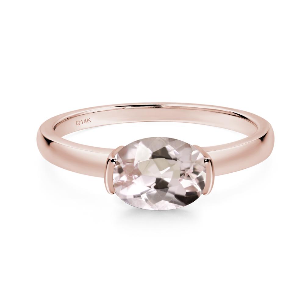 Oval Morganite Horizontal Engagement Ring - LUO Jewelry #metal_14k rose gold