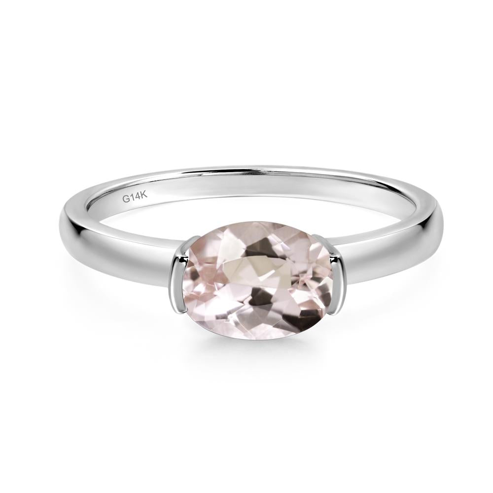 Oval Morganite Horizontal Engagement Ring - LUO Jewelry #metal_14k white gold