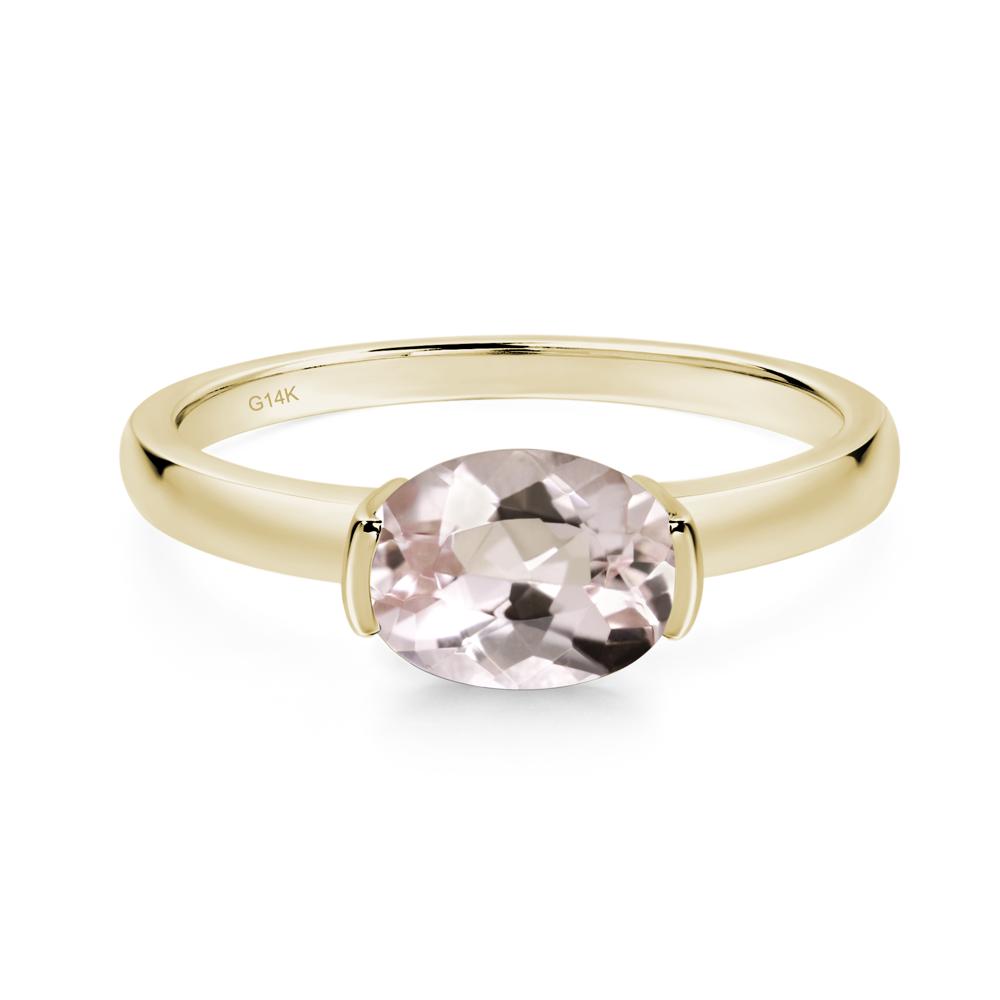 Oval Morganite Horizontal Engagement Ring - LUO Jewelry #metal_14k yellow gold