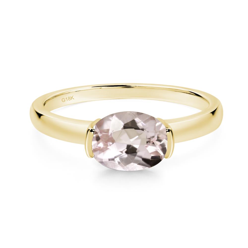 Oval Morganite Horizontal Engagement Ring - LUO Jewelry #metal_18k yellow gold