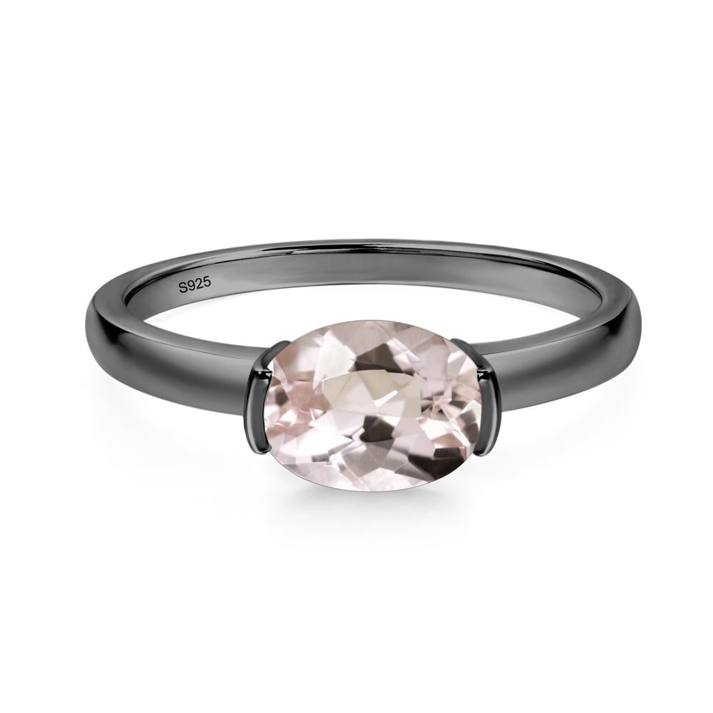 Oval Morganite Horizontal Engagement Ring - LUO Jewelry #metal_black finish sterling silver