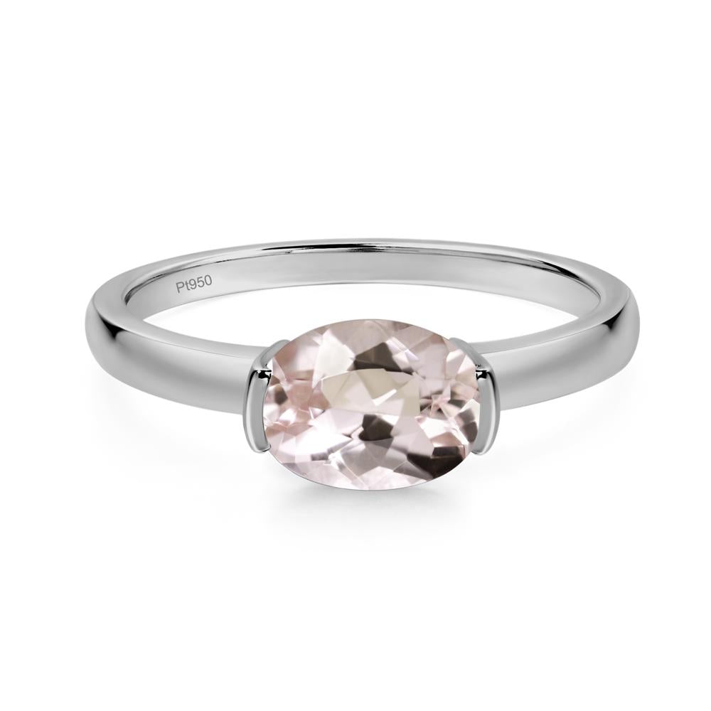 Oval Morganite Horizontal Engagement Ring - LUO Jewelry #metal_platinum