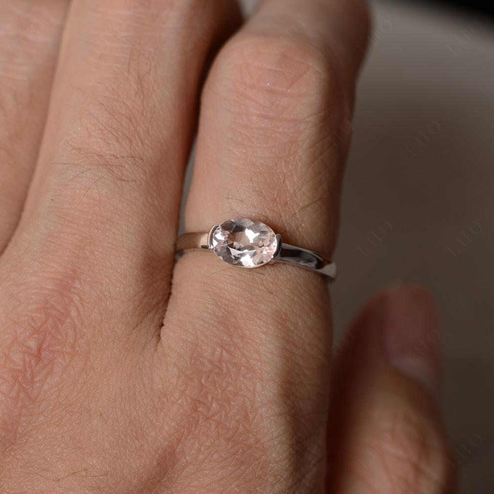 Morganite Horizontal Oval Engagement Rings - LUO Jewelry