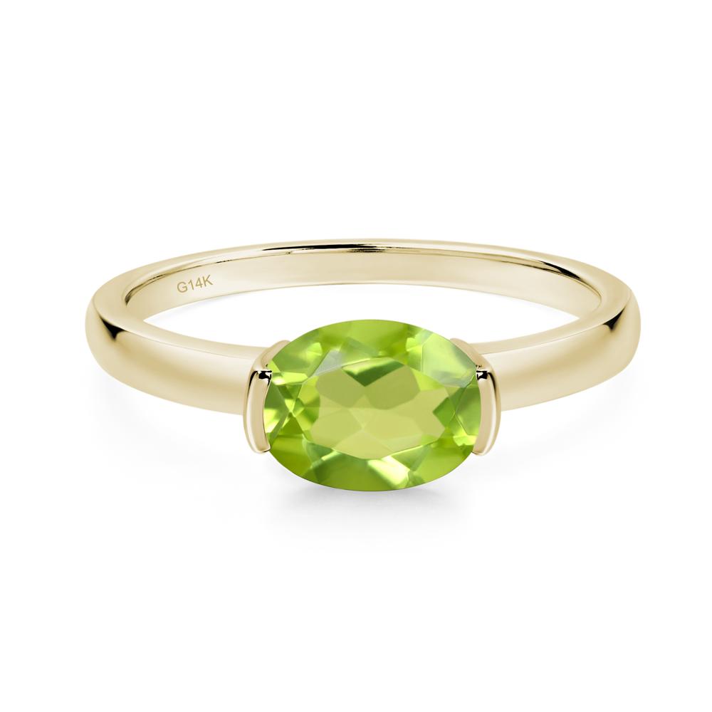 Oval Peridot Horizontal Engagement Ring - LUO Jewelry #metal_14k yellow gold