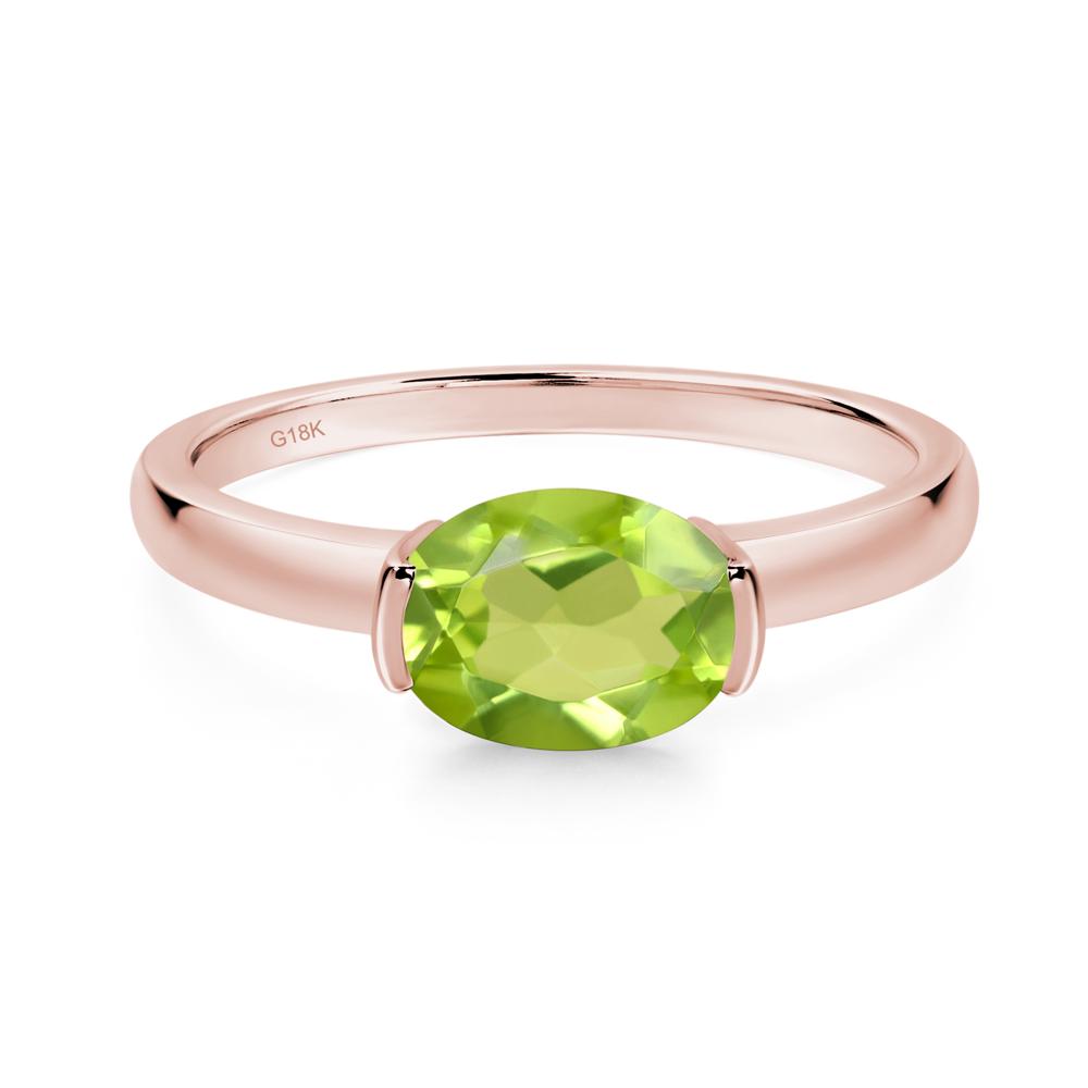 Oval Peridot Horizontal Engagement Ring - LUO Jewelry #metal_18k rose gold