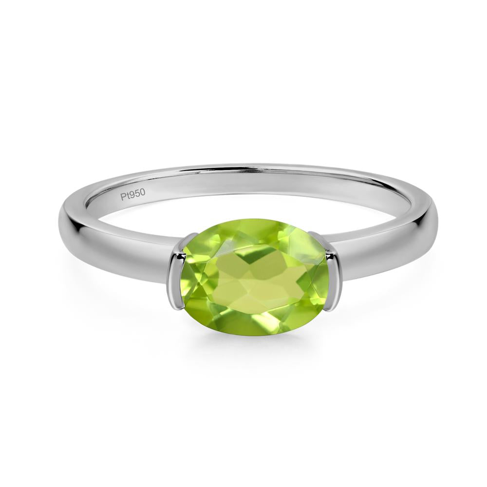 Oval Peridot Horizontal Engagement Ring - LUO Jewelry #metal_platinum
