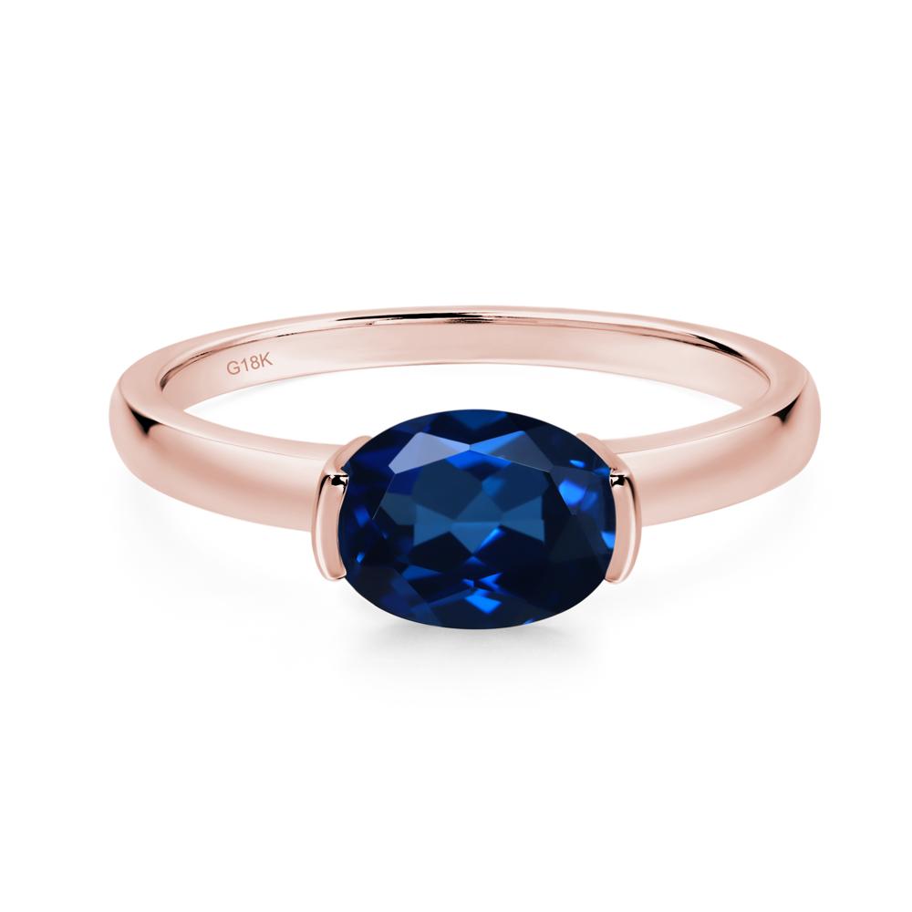Oval Sapphire Horizontal Engagement Ring - LUO Jewelry #metal_18k rose gold