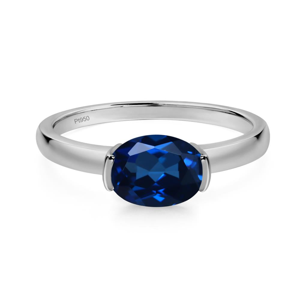 Oval Sapphire Horizontal Engagement Ring - LUO Jewelry #metal_platinum