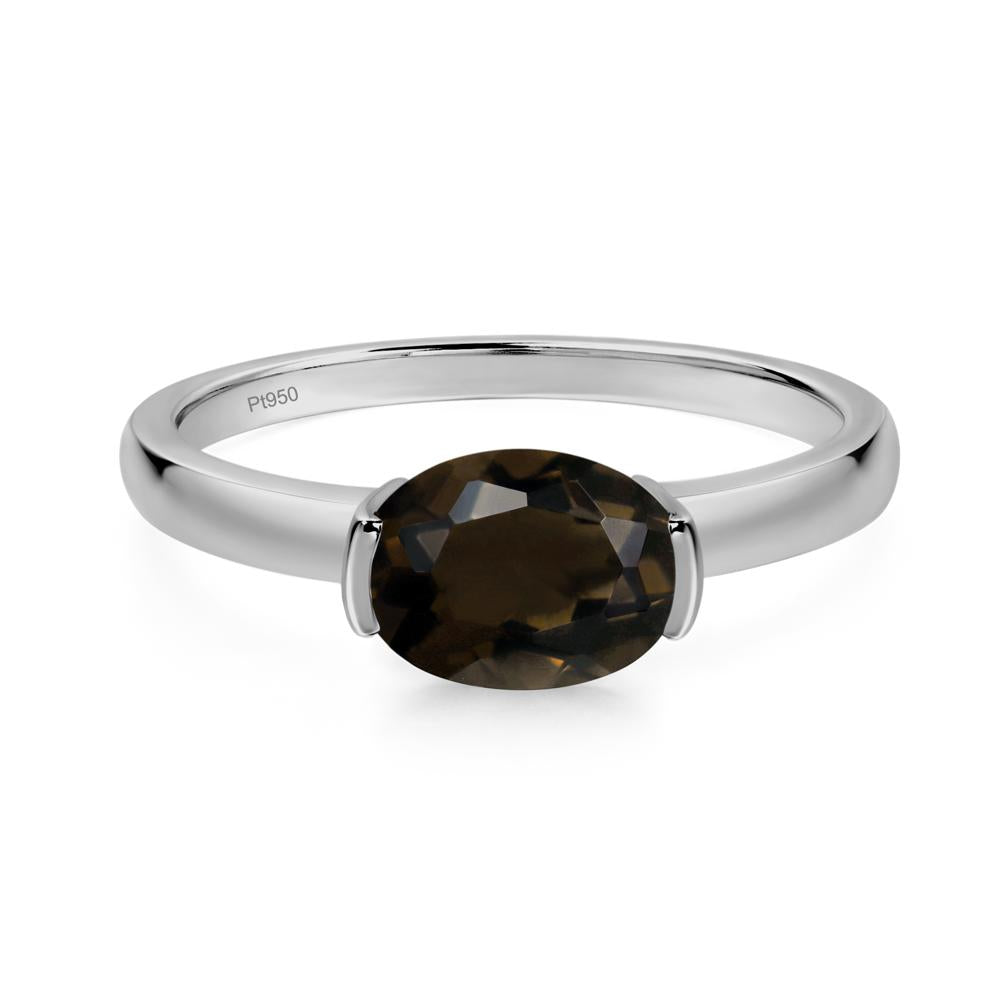 Oval Smoky Quartz Horizontal Engagement Ring - LUO Jewelry #metal_platinum