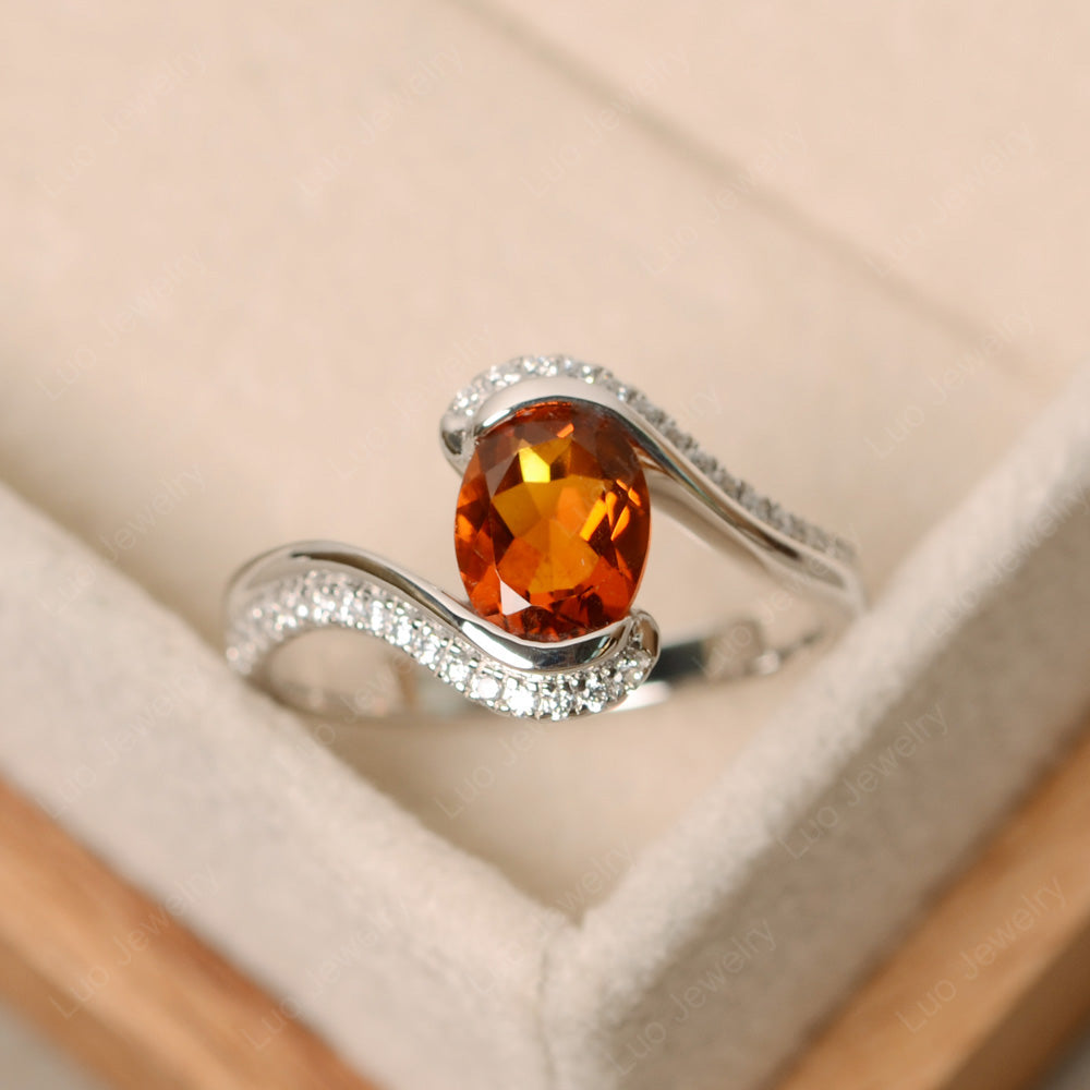 Oval Bezel Citrine Engagement Ring Silver - LUO Jewelry