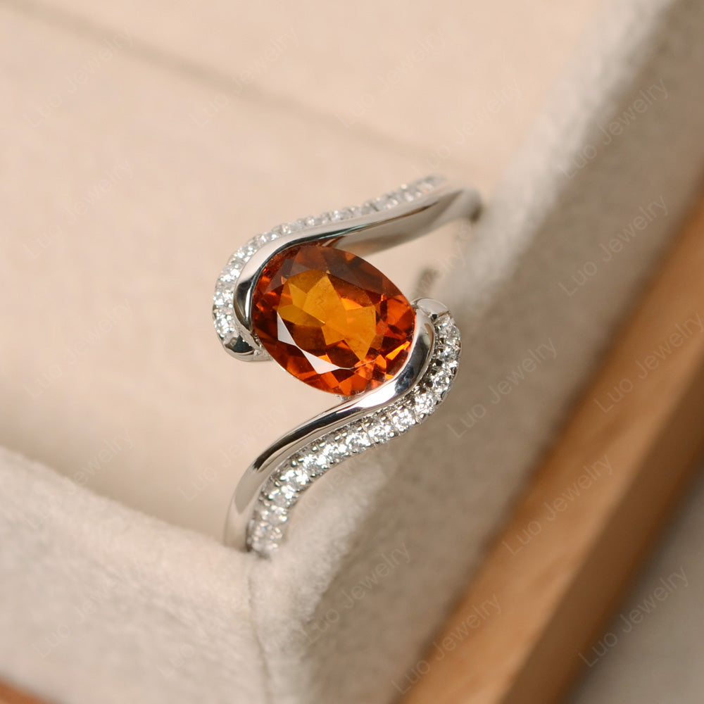 Oval Bezel Citrine Engagement Ring Silver - LUO Jewelry