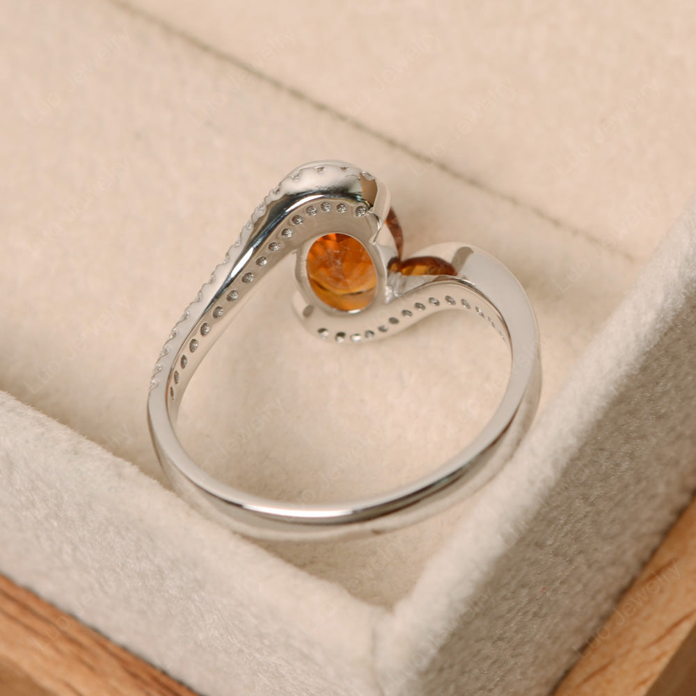 Oval Bezel Citrine Engagement Ring Silver - LUO Jewelry