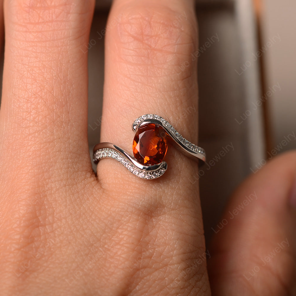 Oval Bezel Citrine Engagement Ring Silver - LUO Jewelry