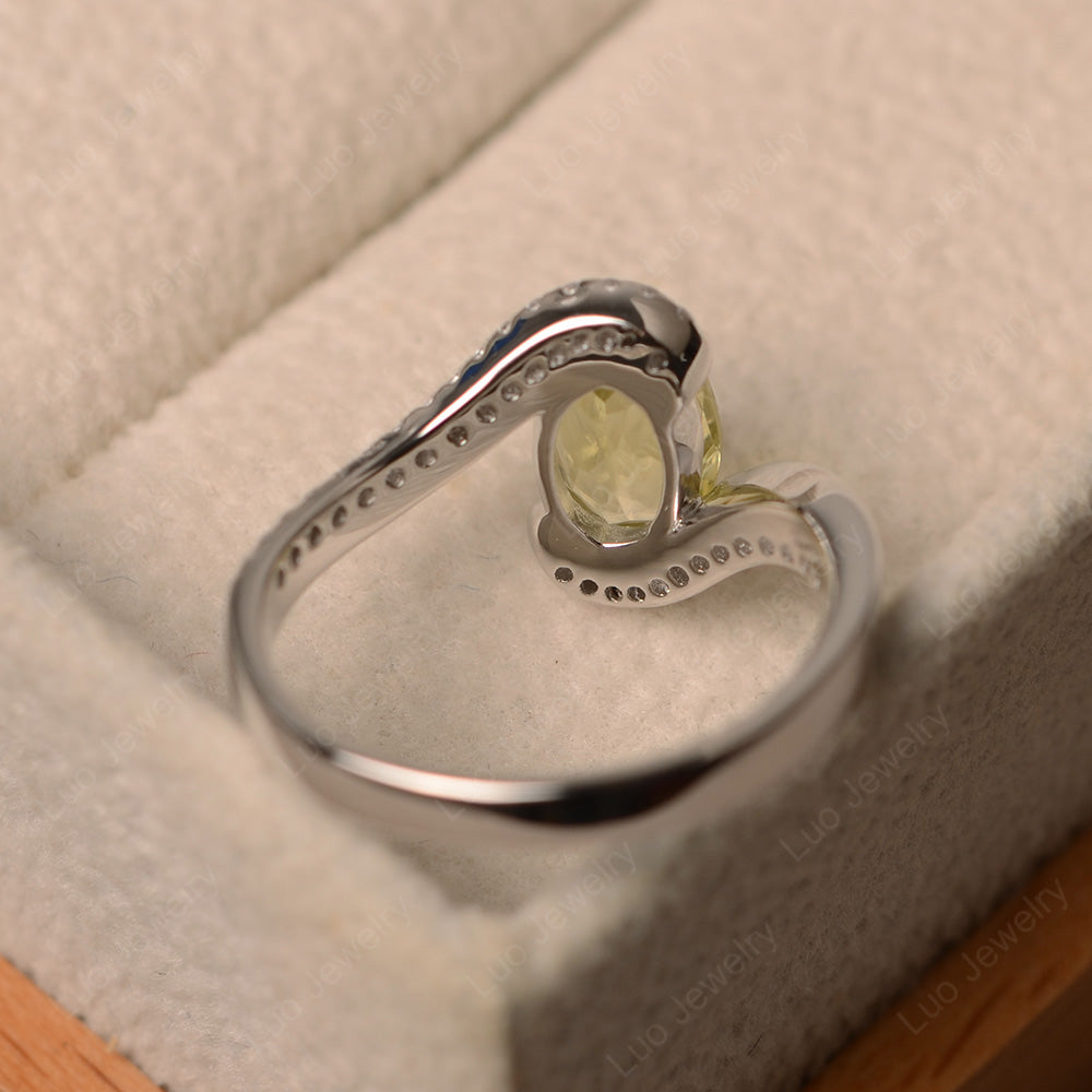 Oval Bezel Lemon Quartz Engagement Ring Silver - LUO Jewelry