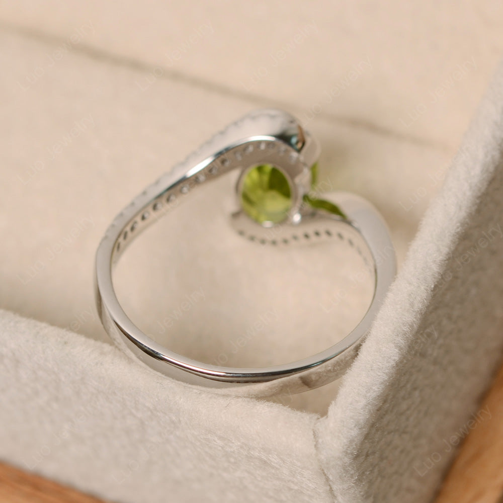 Oval Bezel Peridot Engagement Ring Silver - LUO Jewelry