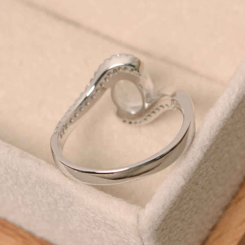 Oval Bezel White Topaz Engagement Ring Silver - LUO Jewelry