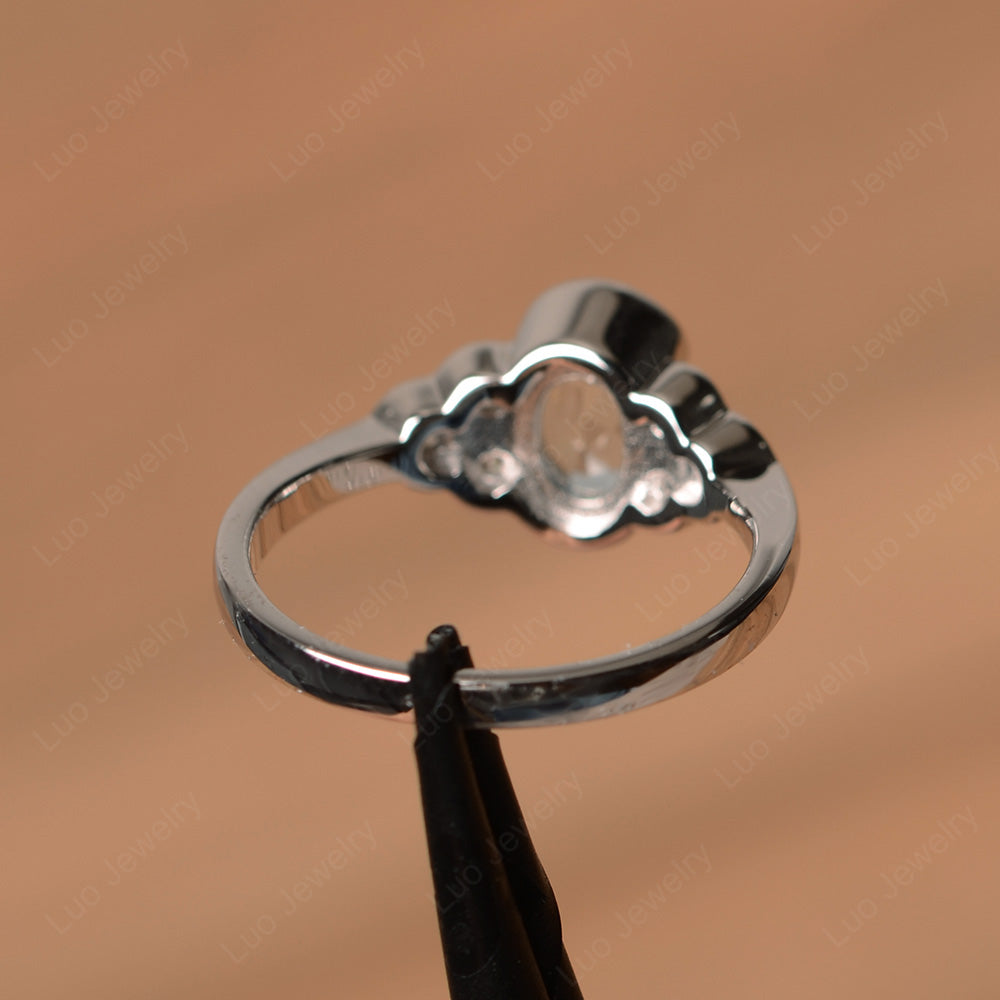 Oval Cut Bezel Set Aquamarine Engagement Ring - LUO Jewelry