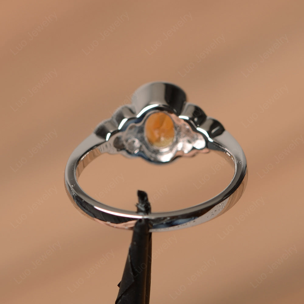 Oval Cut Bezel Set Citrine Engagement Ring - LUO Jewelry