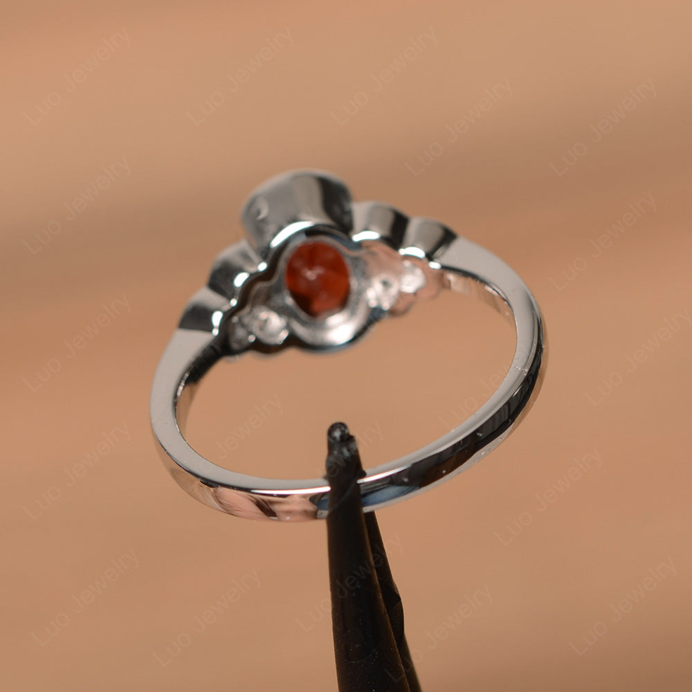 Oval Cut Bezel Set Garnet Engagement Ring - LUO Jewelry