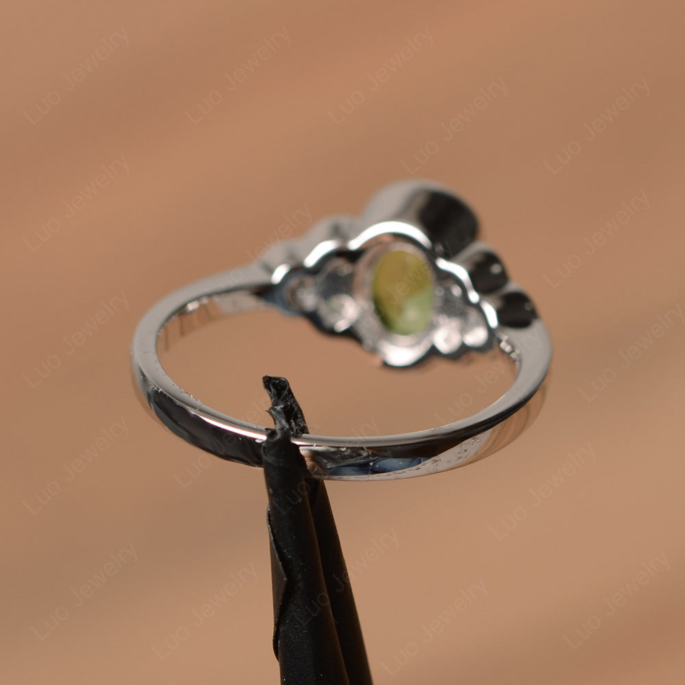 Oval Cut Bezel Set Peridot Engagement Ring - LUO Jewelry