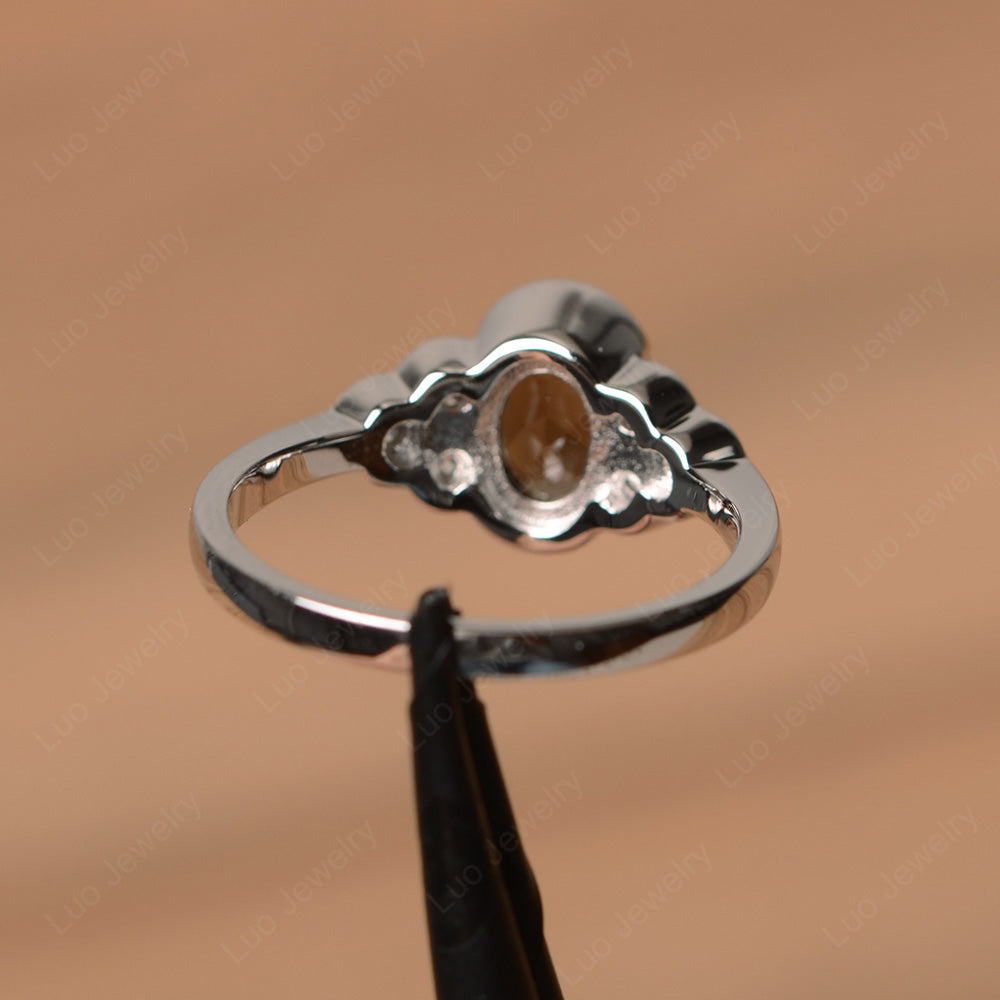 Oval Cut Bezel Set Smoky Quartz  Engagement Ring - LUO Jewelry