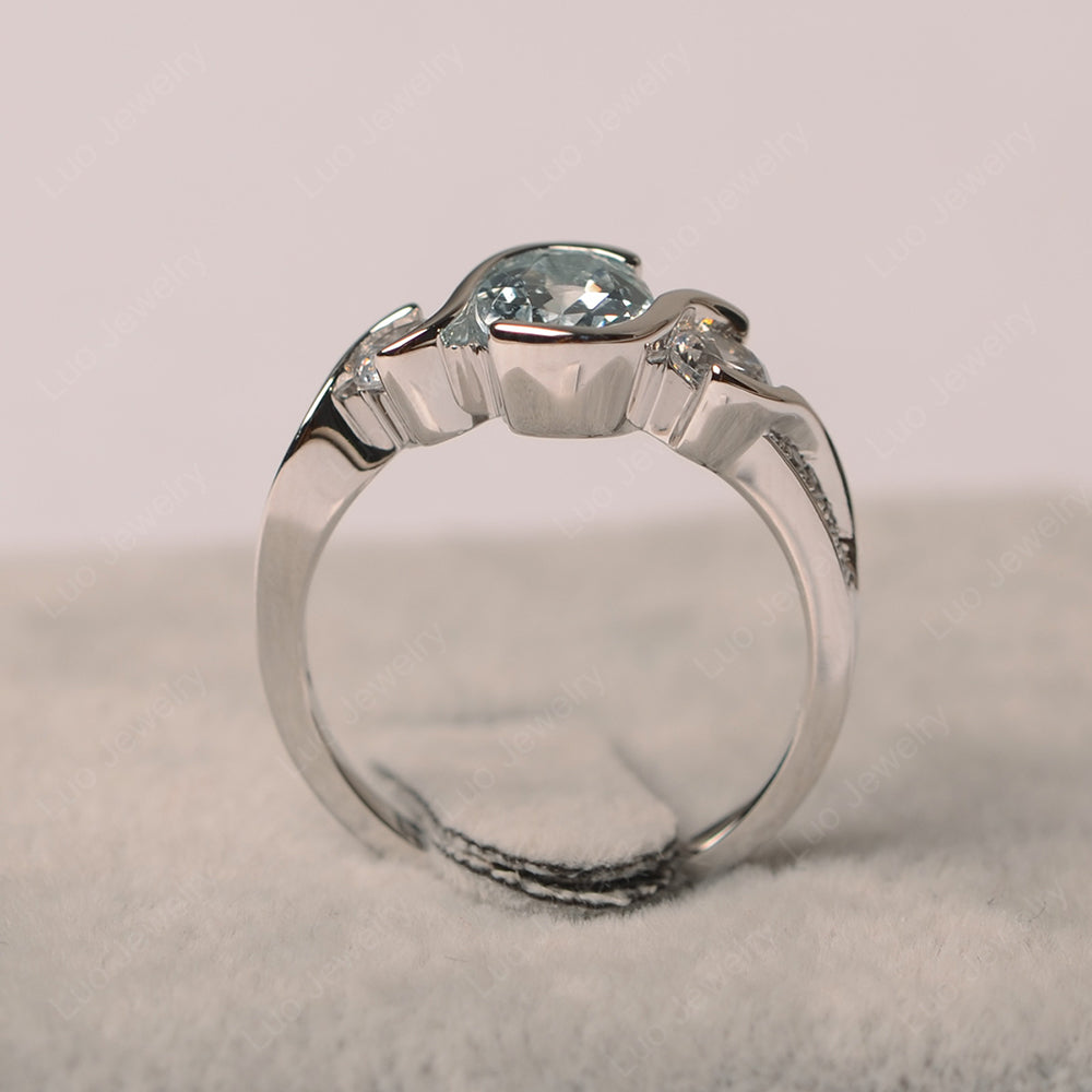 Oval Cut Aquamarine Bezel Set Ring Yellow Gold - LUO Jewelry