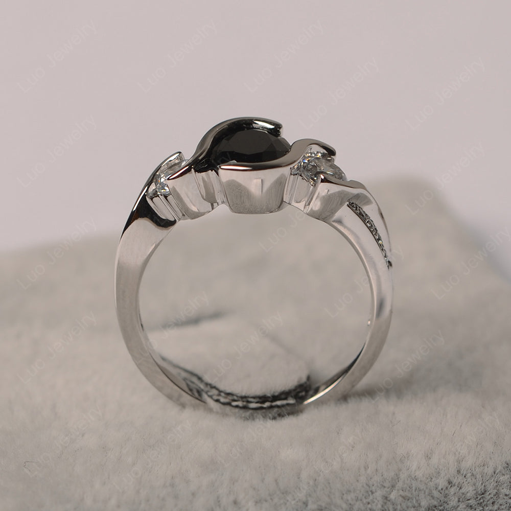 Oval Cut Black Spinel Bezel Set Ring Yellow Gold - LUO Jewelry