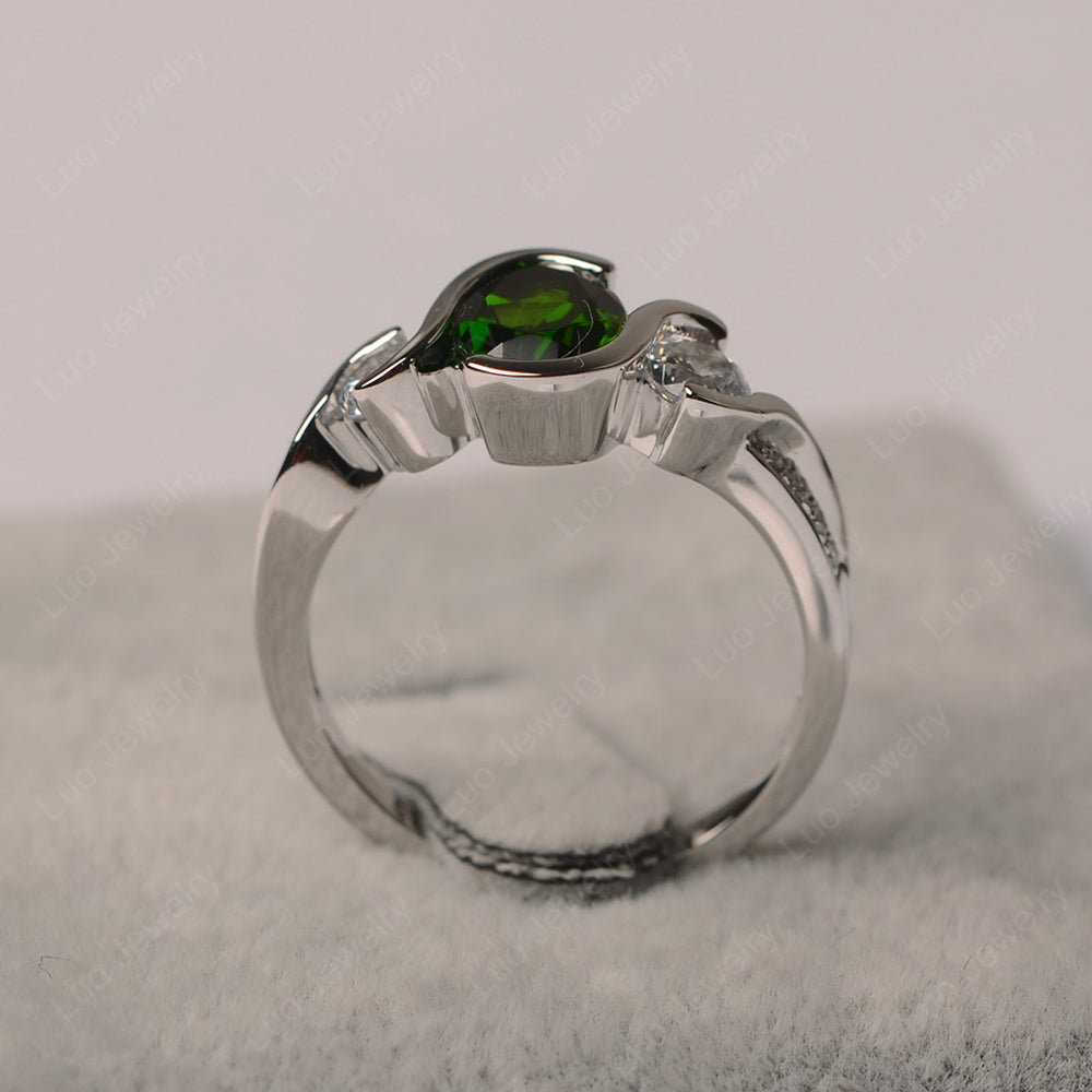 Oval Cut Diopside Bezel Set Ring Yellow Gold - LUO Jewelry